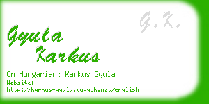 gyula karkus business card